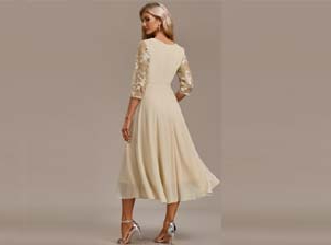 ROTITA Embroidery Champagne Round Neck
